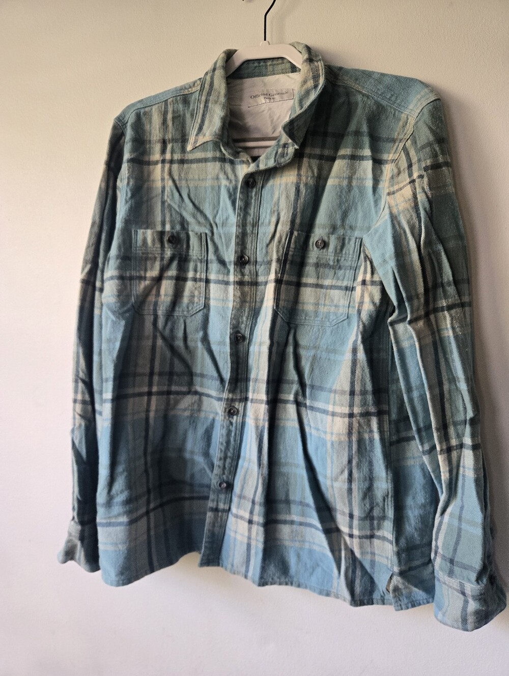 Officine Generale Paris 6 Flannel Aqua Shirt
